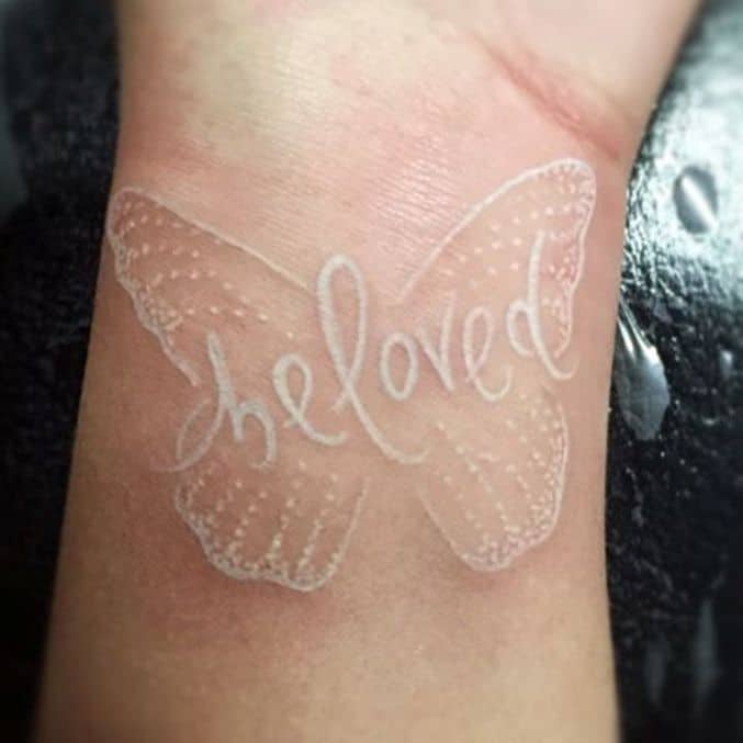 Tattoo white ink butterfly tattoo on wrist