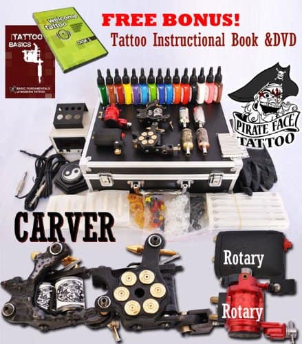 CARVER Tattoo Kit with 4 Machine Guns and Power Supplies