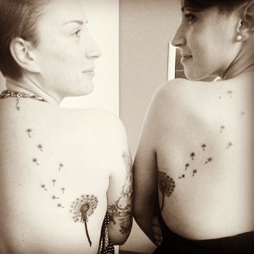 Dandelion tattoo idea for artistic sisters