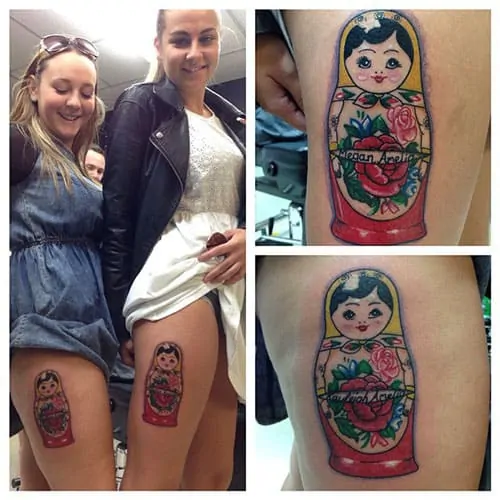Matryoshka tattoos for sisters