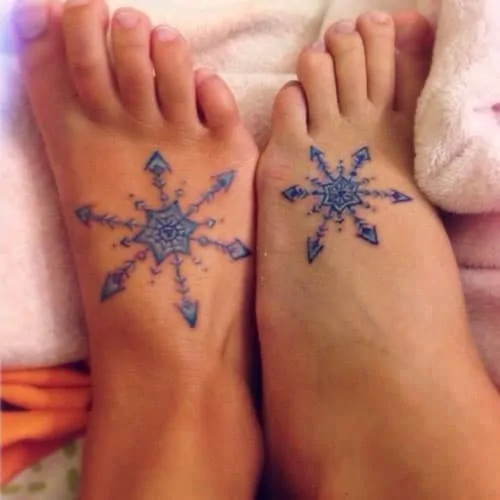 Snowflate matching sister tattoo idea