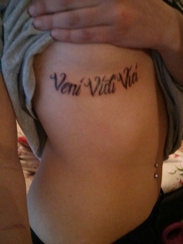 Veni vidi vici boob tattoo inspiration for girl.