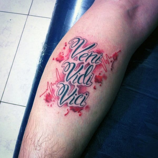 Awesoe veni vidi vici red ink bloody tattoo