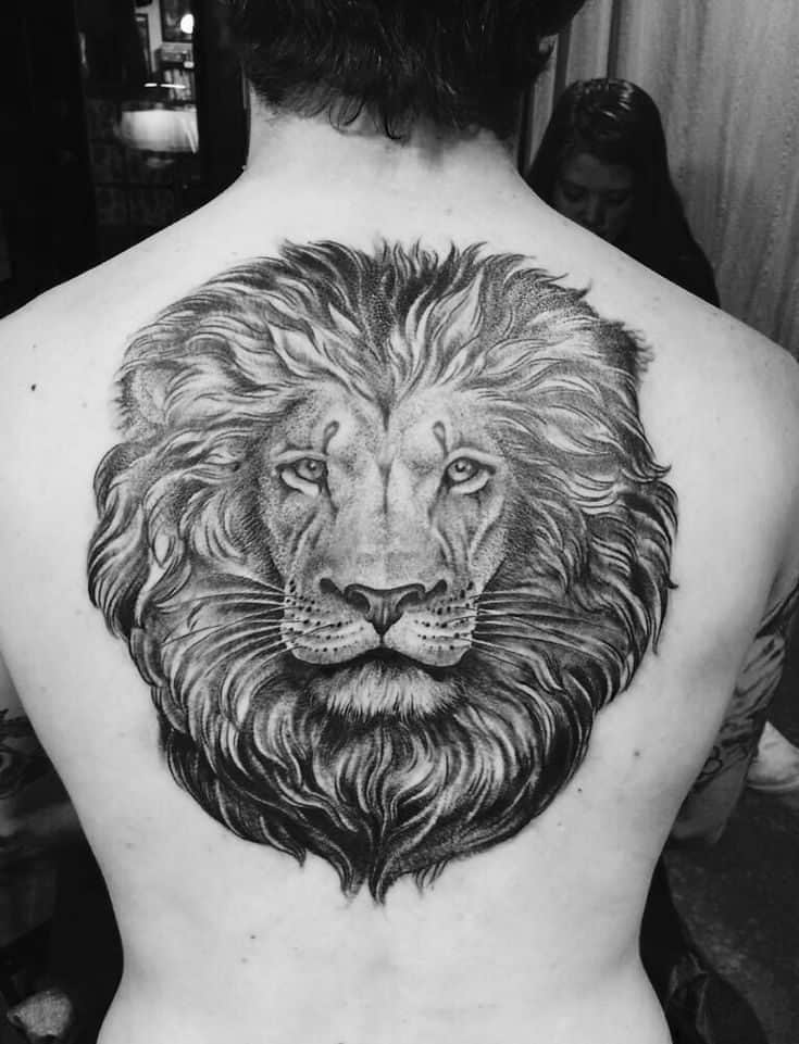 Lion tattoo on back