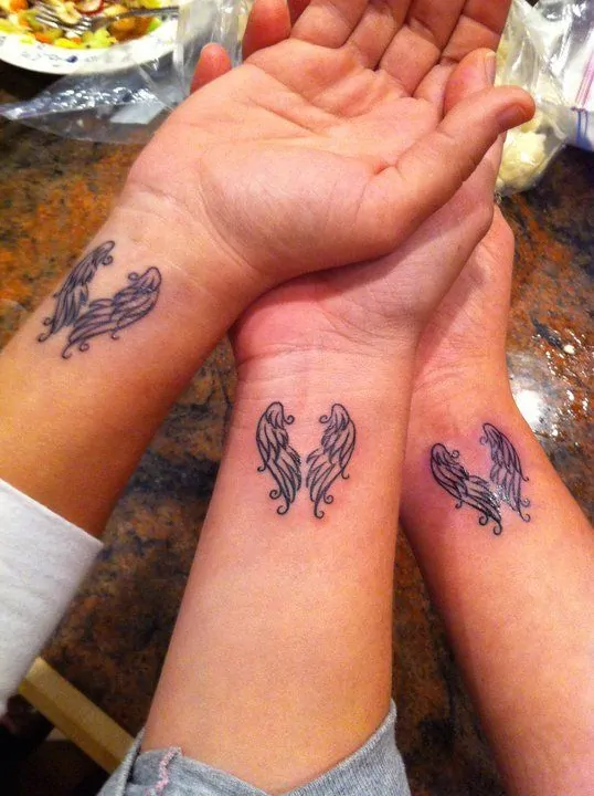 Sisters and Friends Angel Wings Tattoos