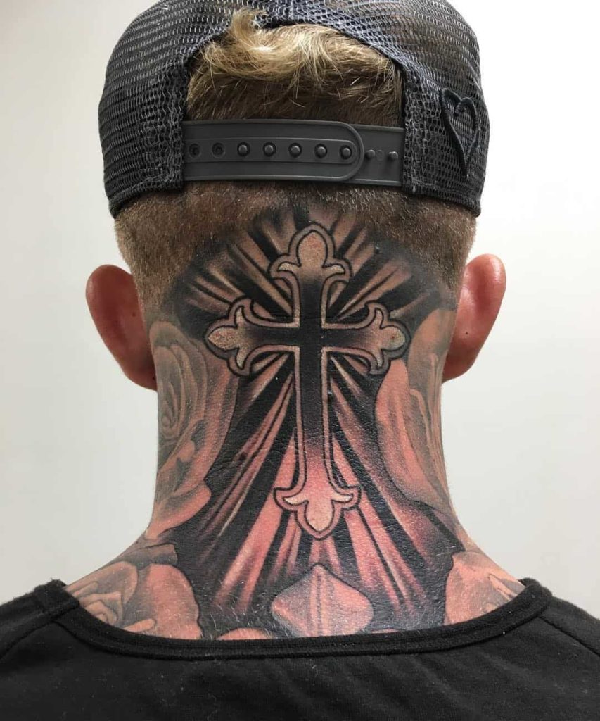 neck Cool Cross Tattoos for Men