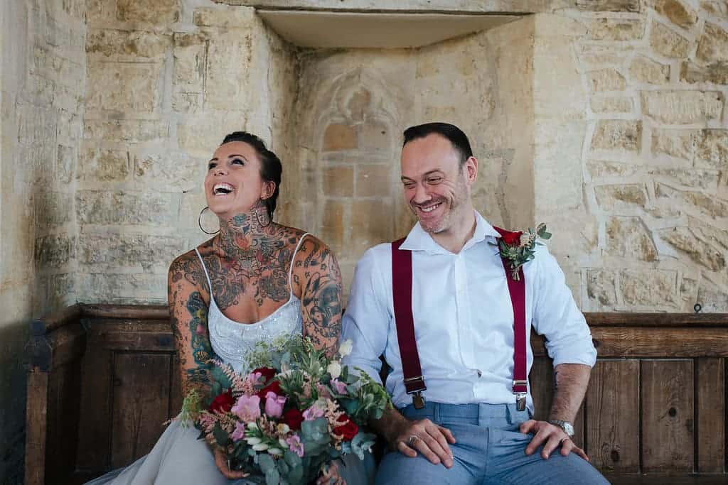 tattooed couple on a wedding day