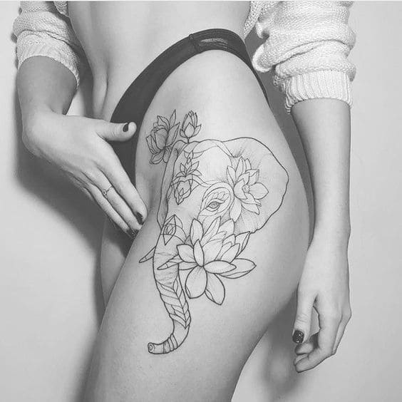 Elephant Thigh Tattoo