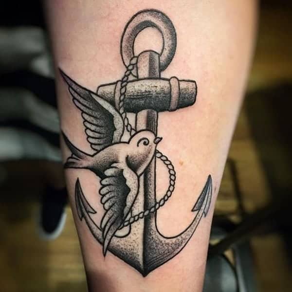 Anchor and Dove Tattoo