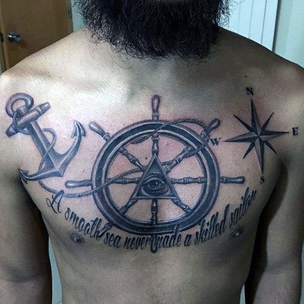 Anchor on chest tattoo