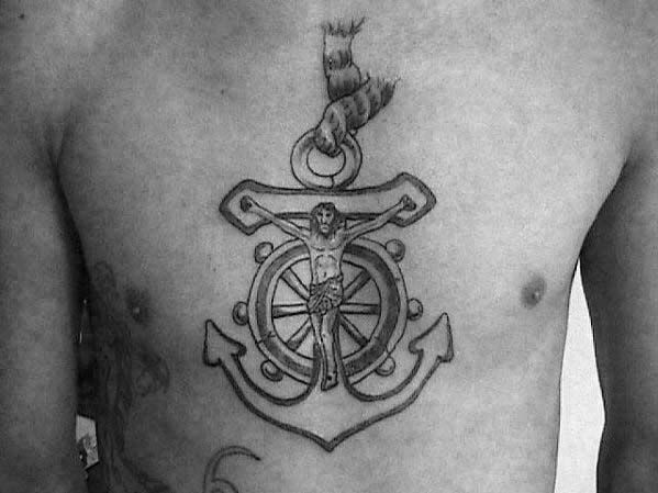 Anchor with Jesus tattoo