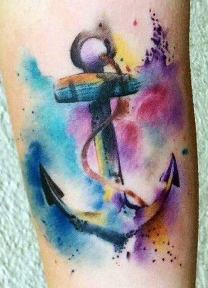 Splashes of Paint Anchor Tattoo