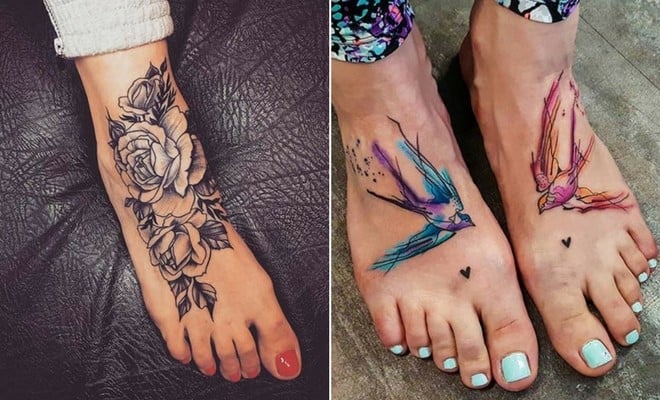 Top of feet tattoos done by Candice at gilded lily tattoo Palmer AK  r tattoos