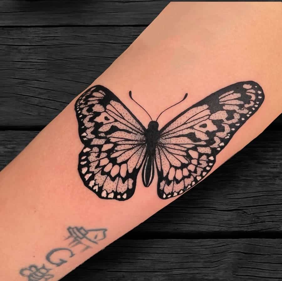 Blue Mason Butterfly tattoo