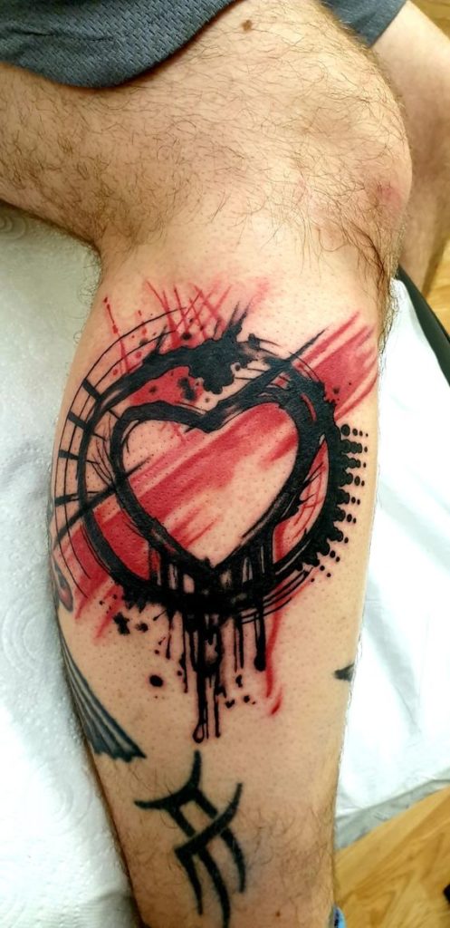 Trash Polka Leg Tattoo