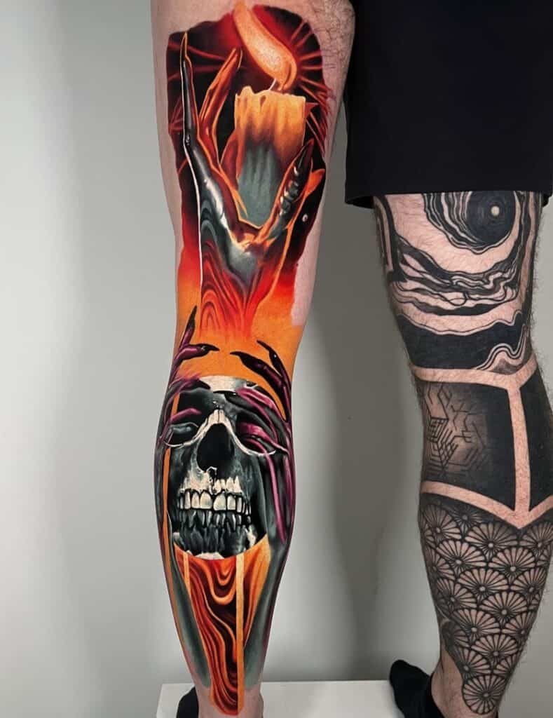 realistic tattoo on legs